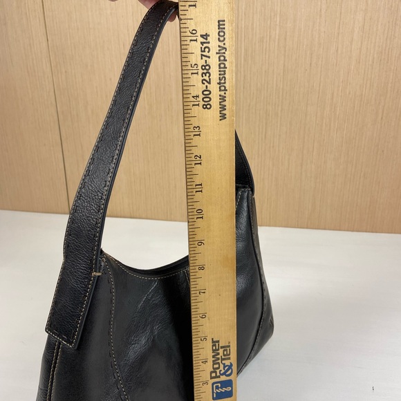 Fossil Black Genuine Leather Shoulder Bag Hobo Purse Zip Top - Picture 9 of 13